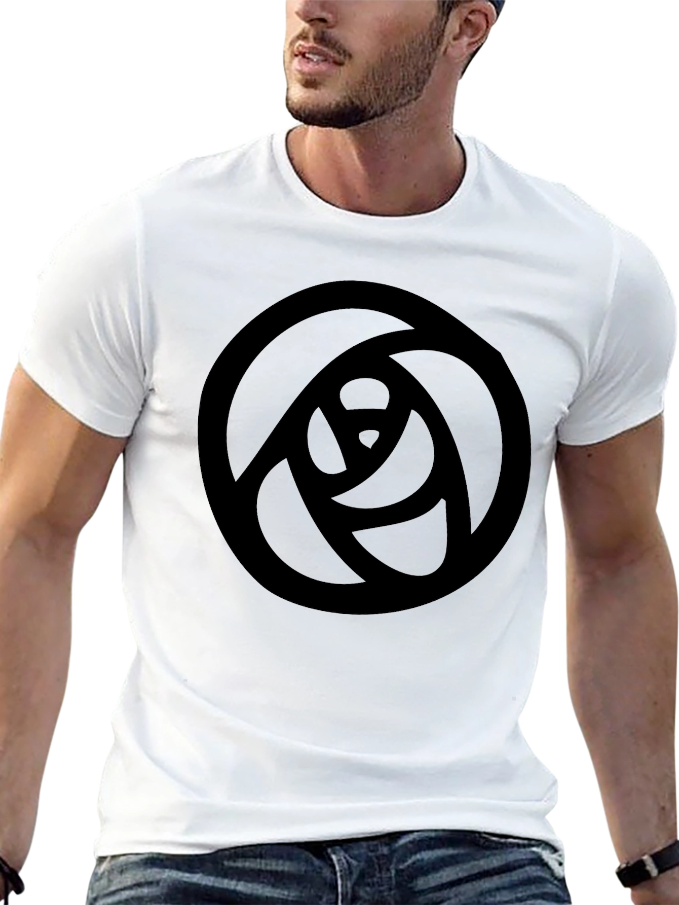 Modern Rose Graphic Black T-Shirt