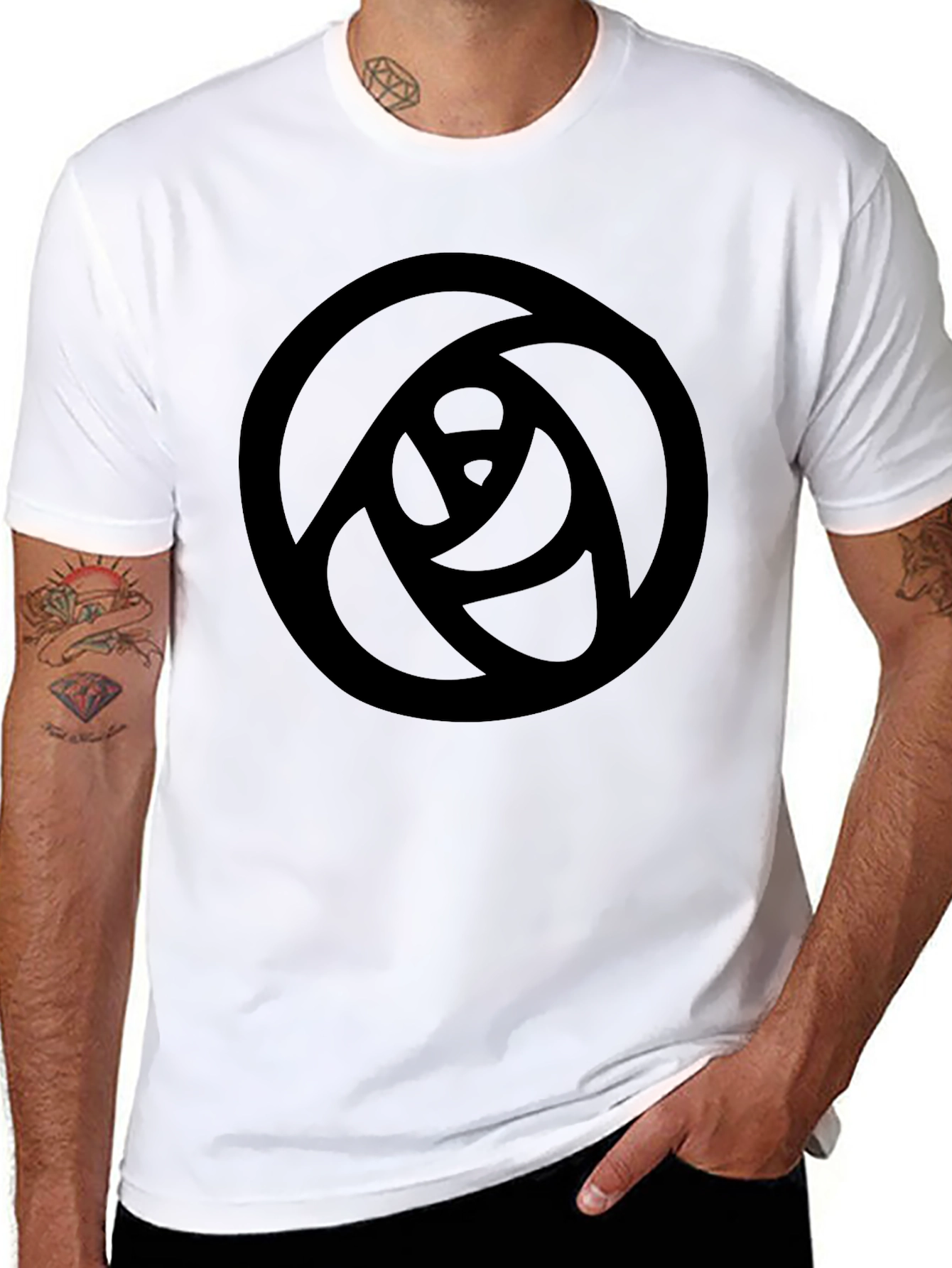 Modern Rose Graphic Black T-Shirt