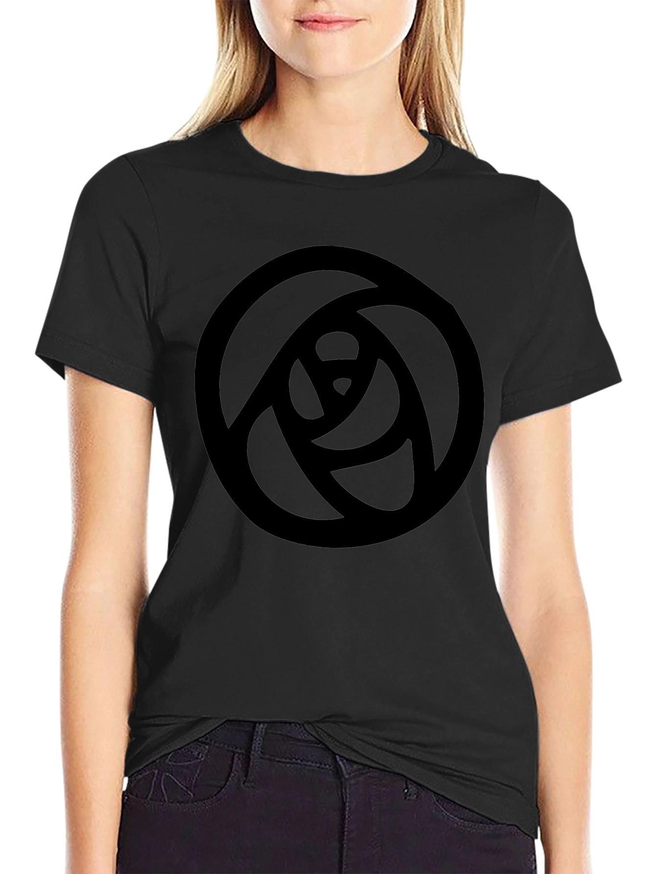 Modern Rose Graphic Black T-Shirt