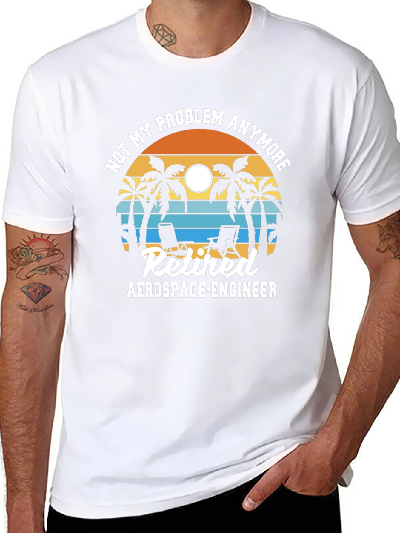 Retired Aerospace Engineer T-Shirt - Beach Sunset Graphic Tee