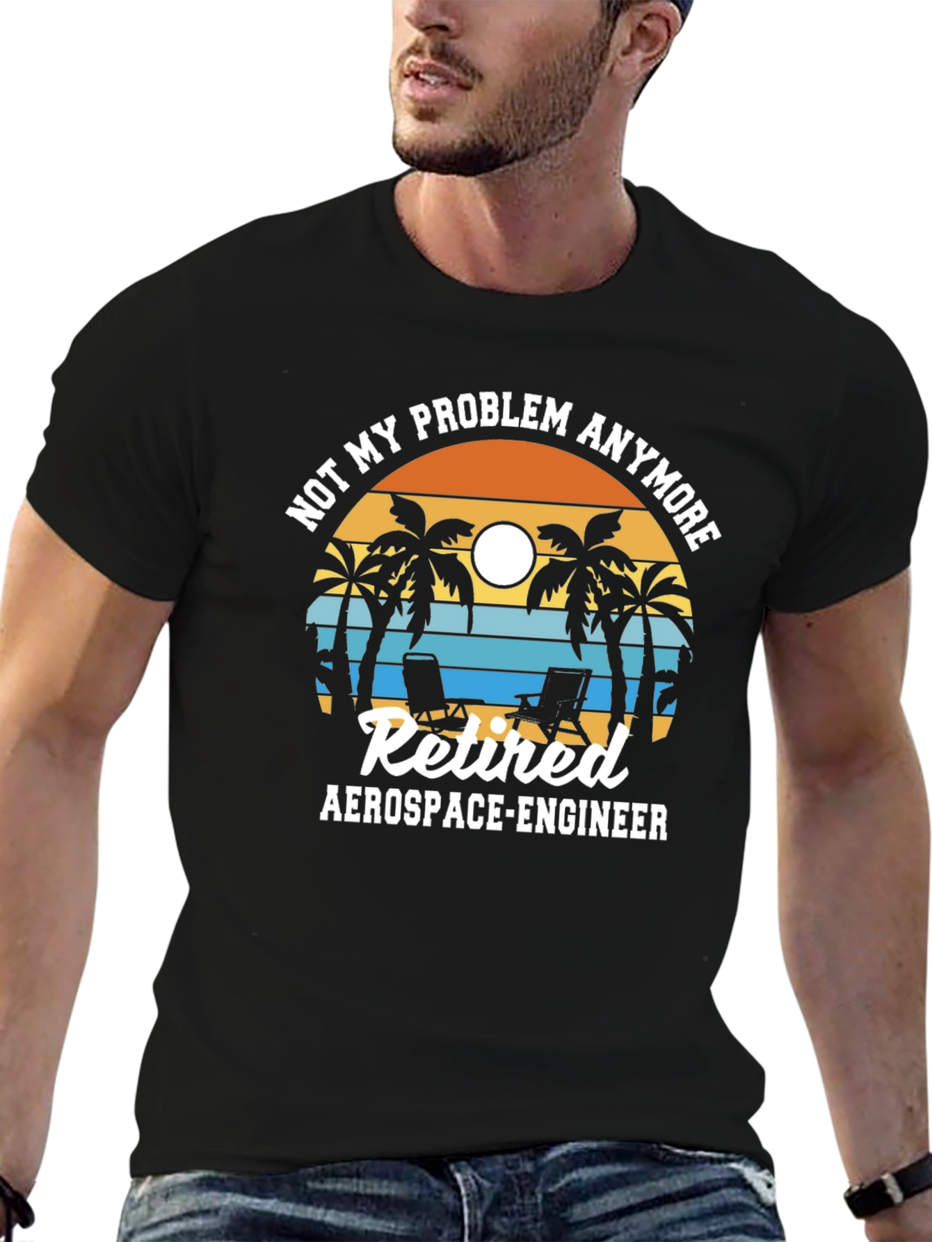 Retired Aerospace Engineer T-Shirt - Beach Sunset Graphic Tee