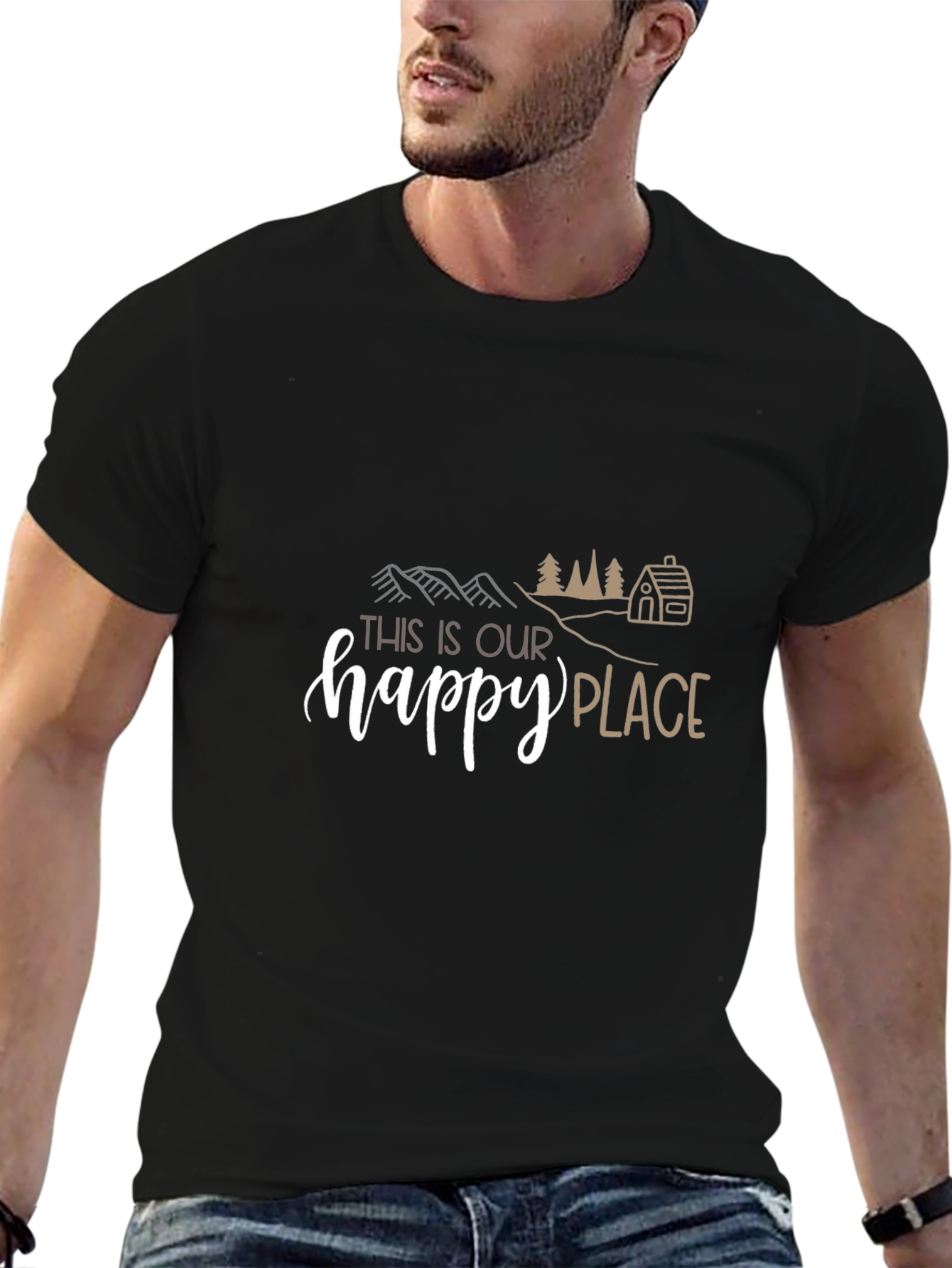 This Is Our Happy Place Graphic Tee - Black