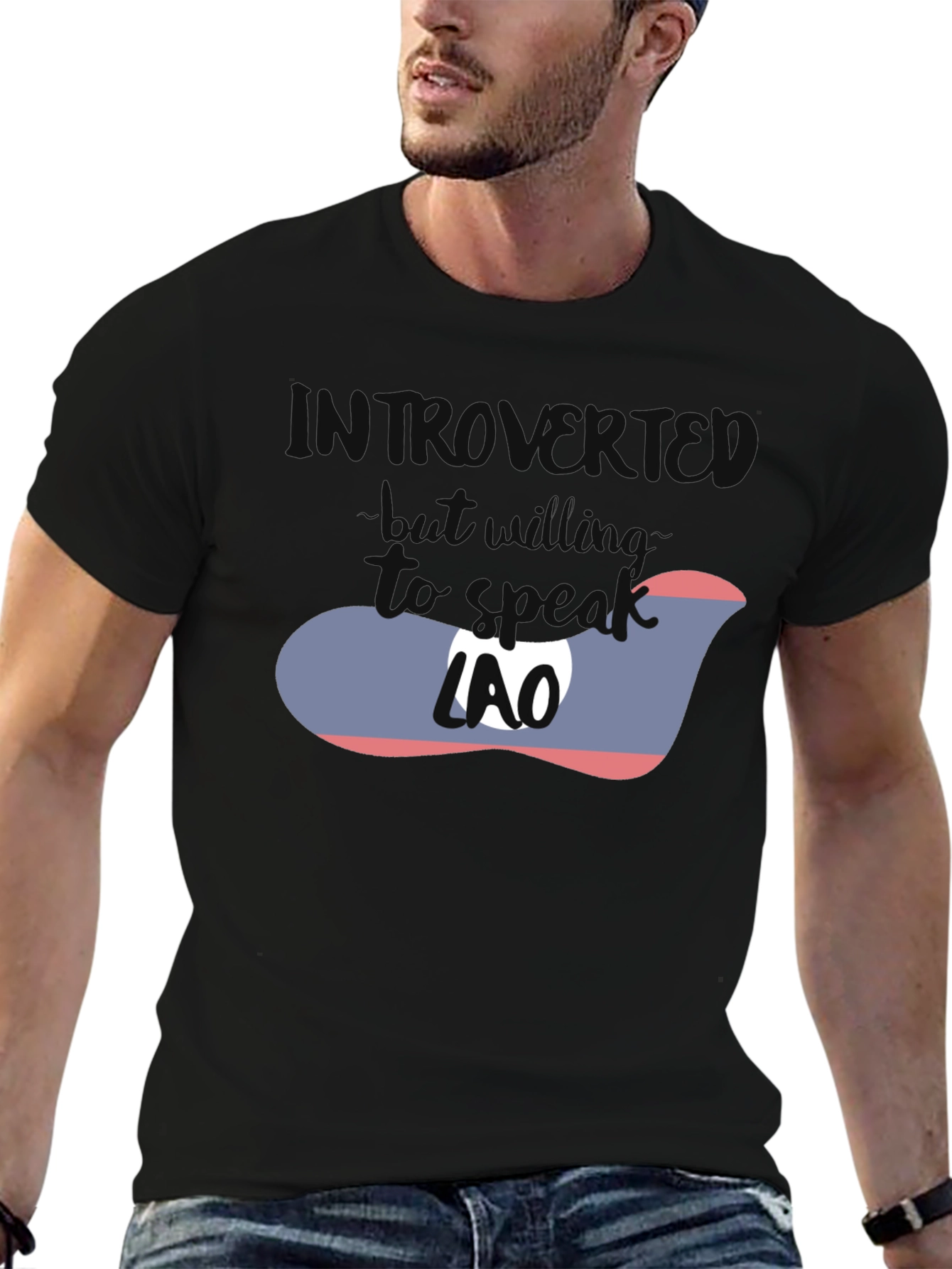 Introvert Lao Flag Graphic T-Shirt