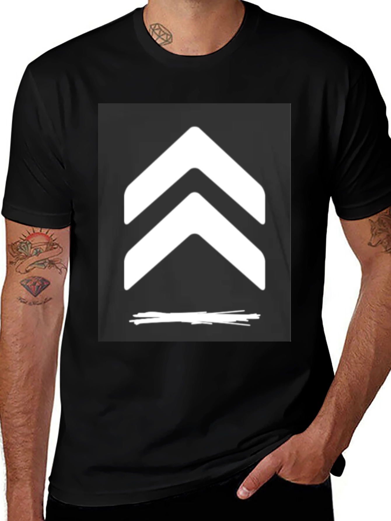 Modern Black T-Shirt with Chevron Graphic