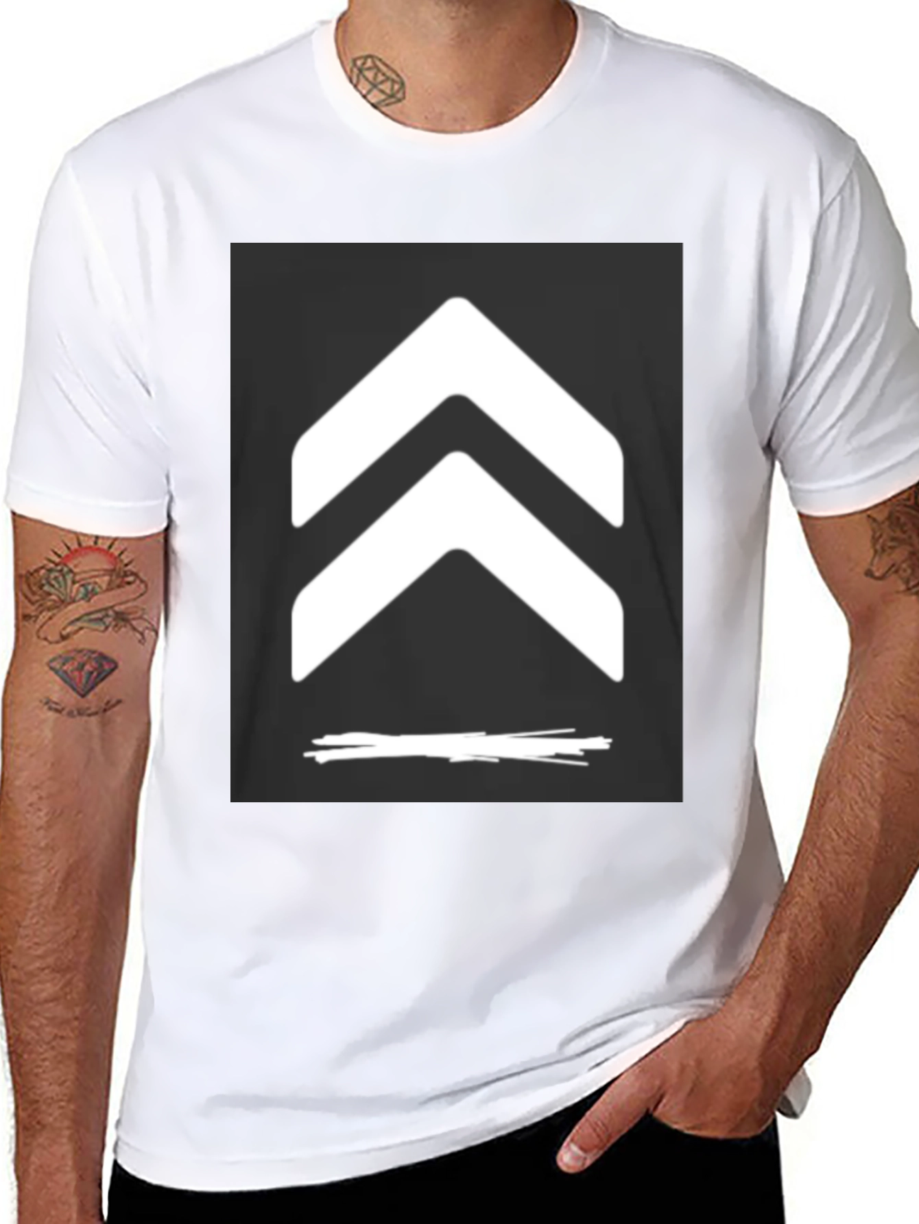 Modern Black T-Shirt with Chevron Graphic