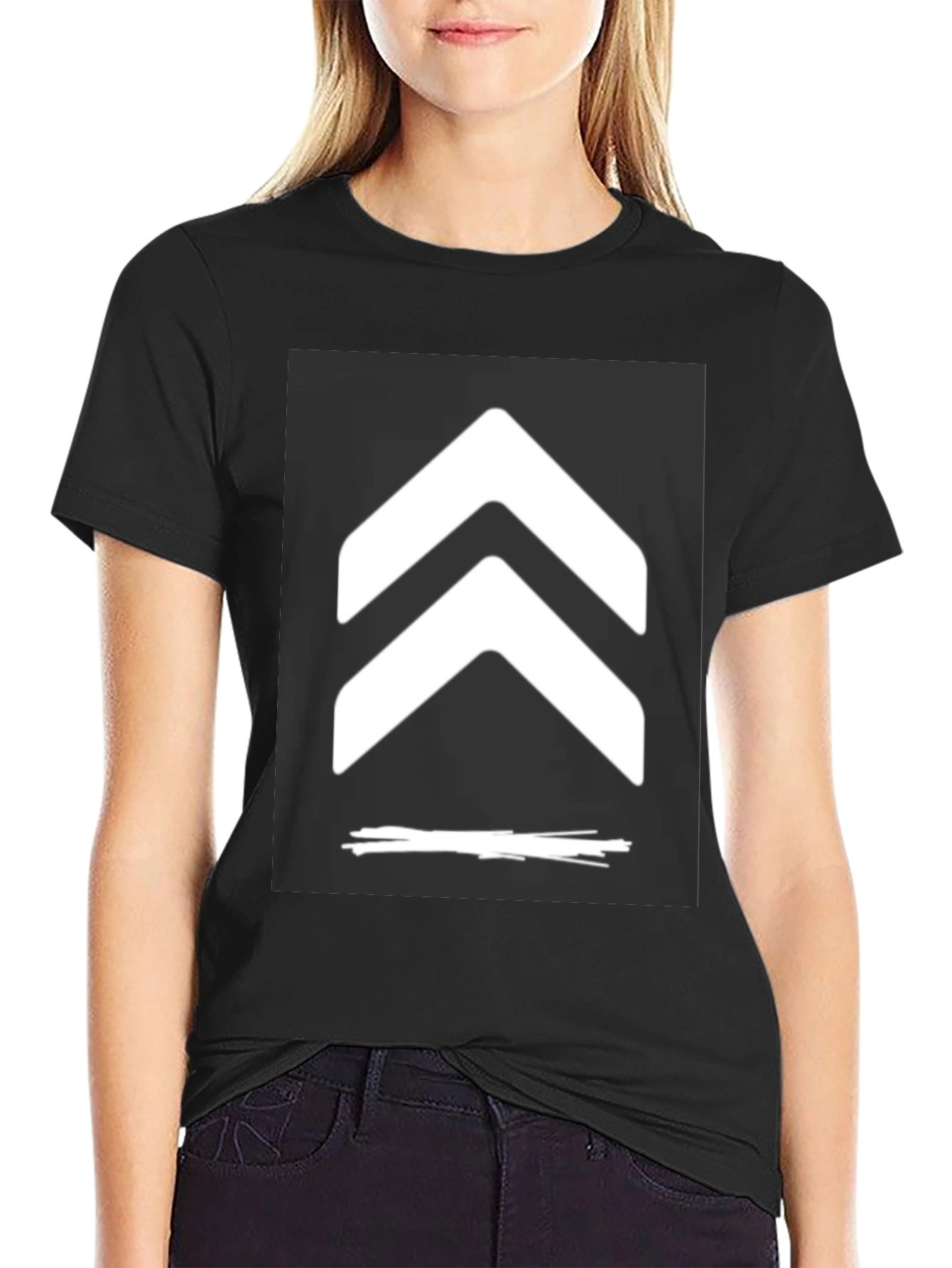 Modern Black T-Shirt with Chevron Graphic