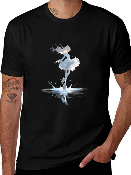 Ballerina Splash Graphic Tee - Black Cotton Shirt