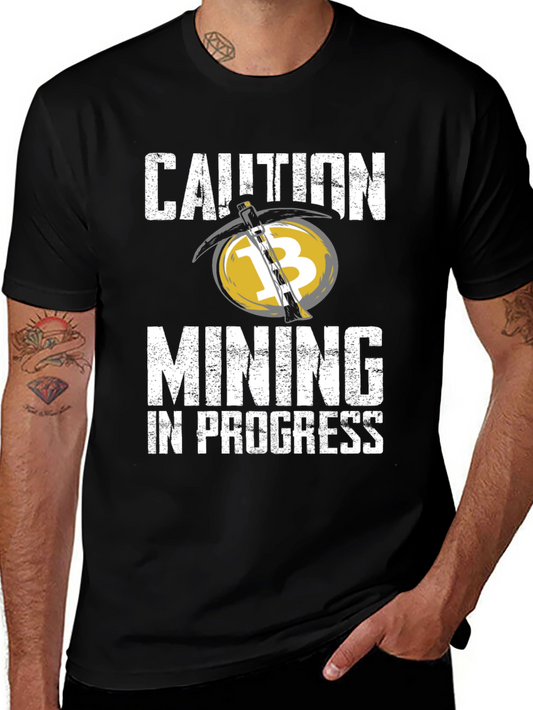 Caution Mining in Progress Black T-Shirt