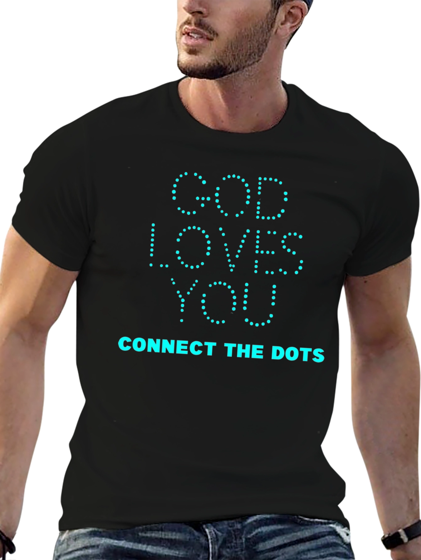 God Loves You Connect The Dots Black T-Shirt