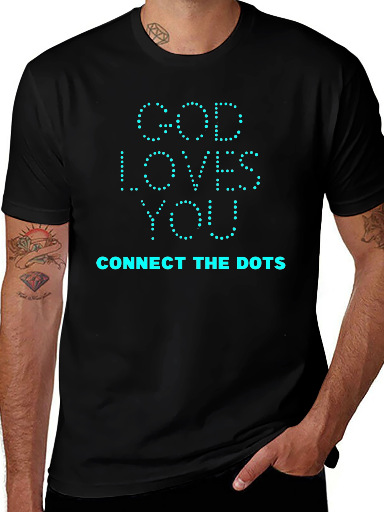 God Loves You Connect The Dots Black T-Shirt
