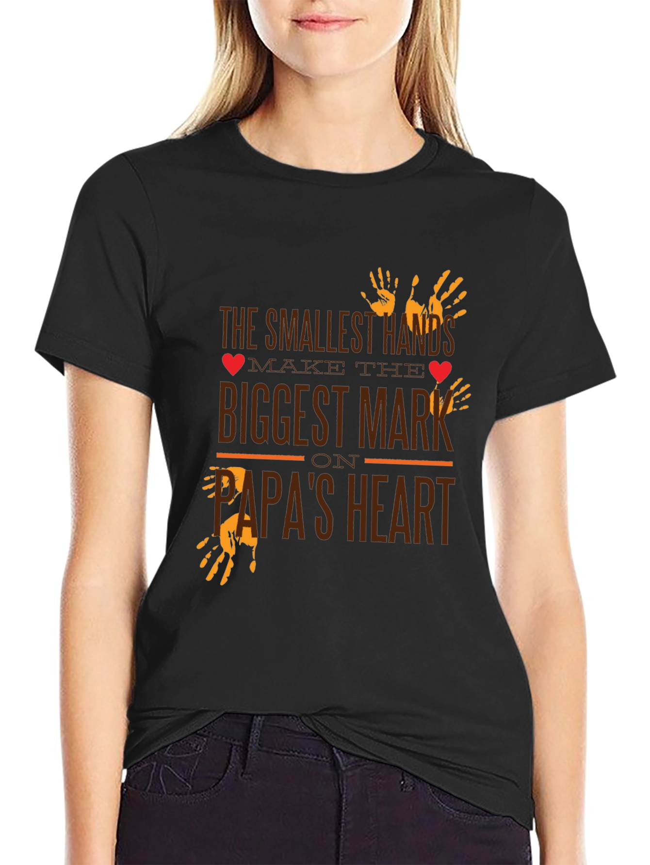 Papas Heart T-Shirt - Smallest Hands Biggest Mark
