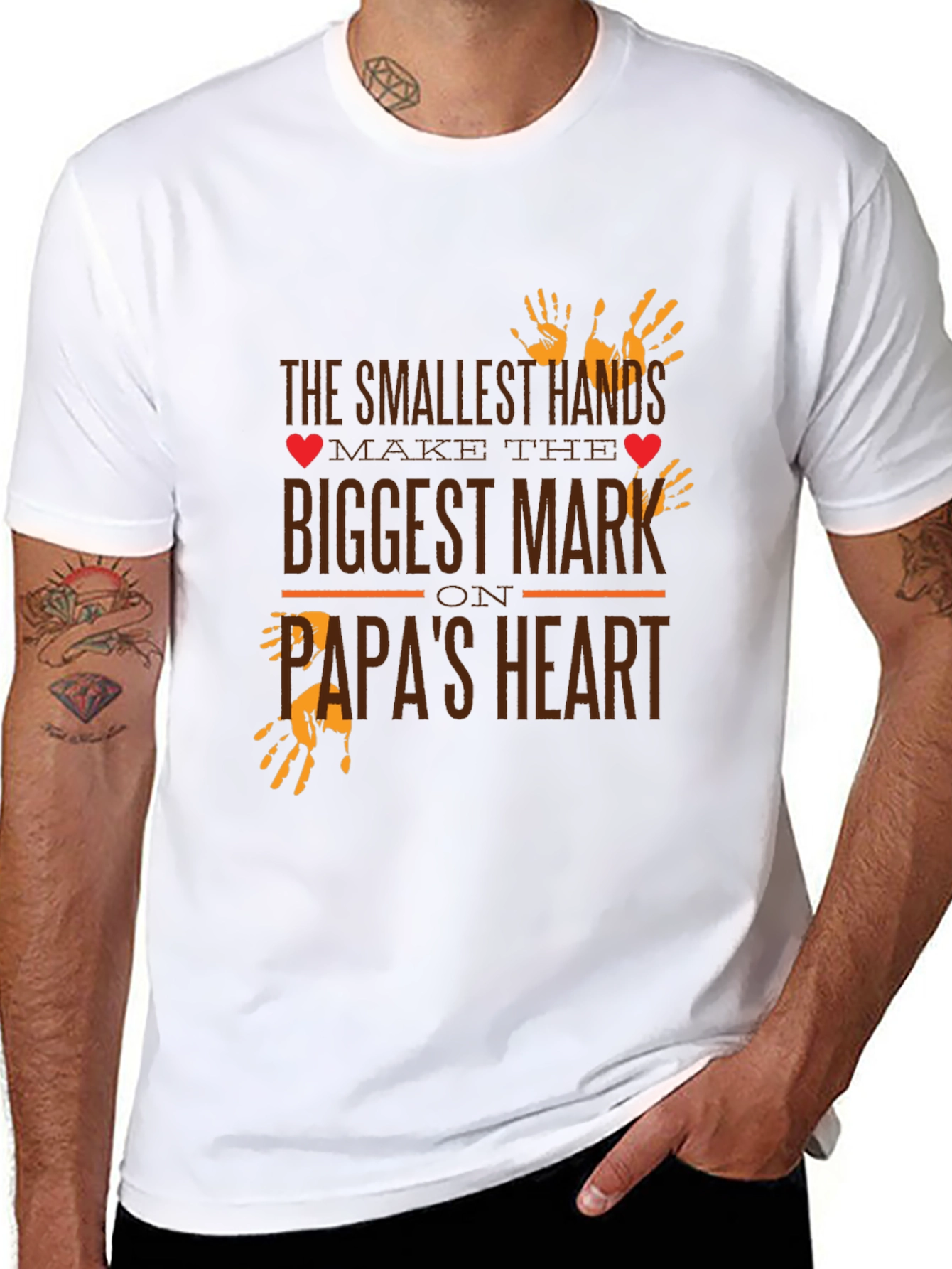 Papas Heart T-Shirt - Smallest Hands Biggest Mark