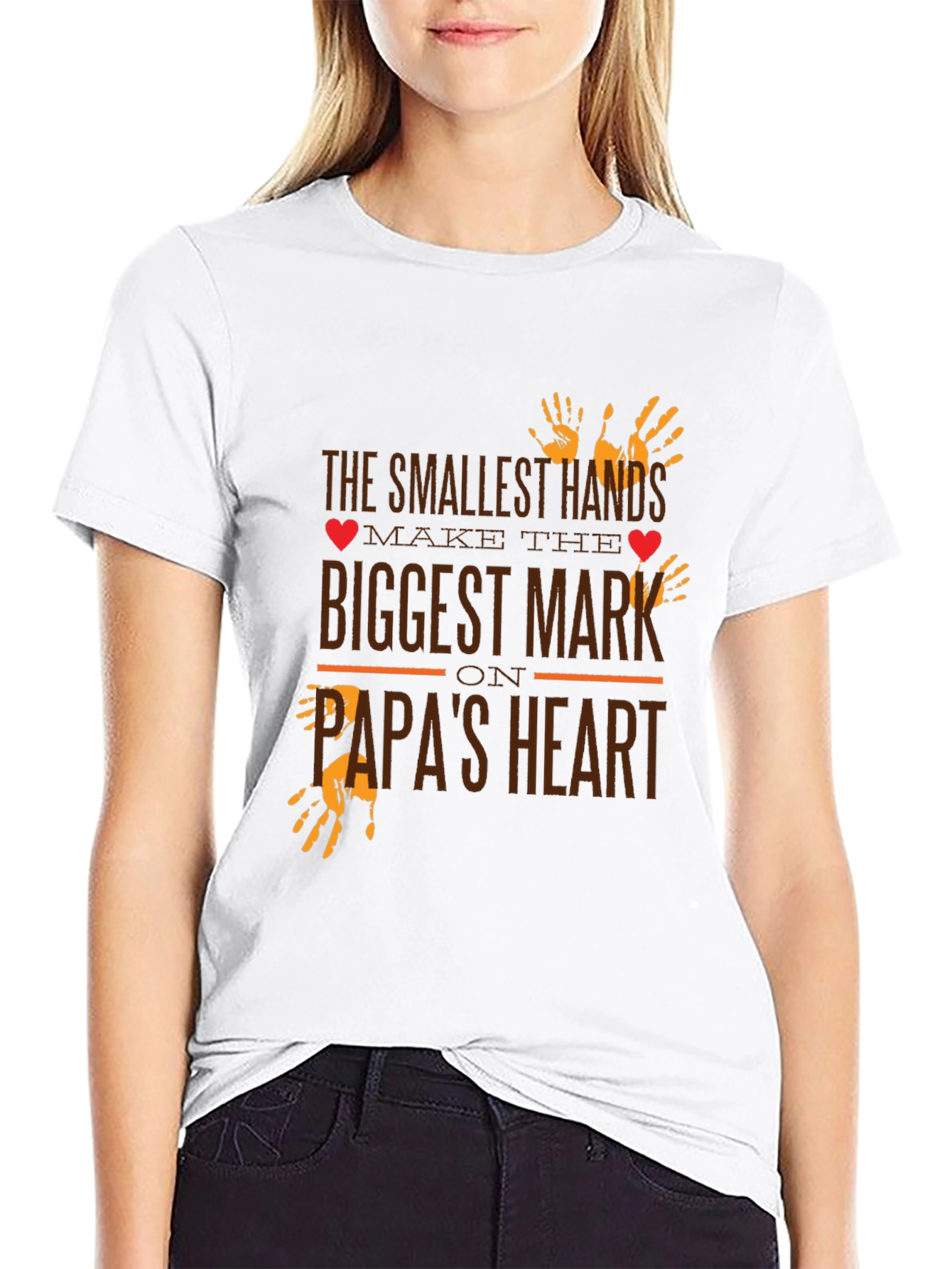 Papas Heart T-Shirt - Smallest Hands Biggest Mark