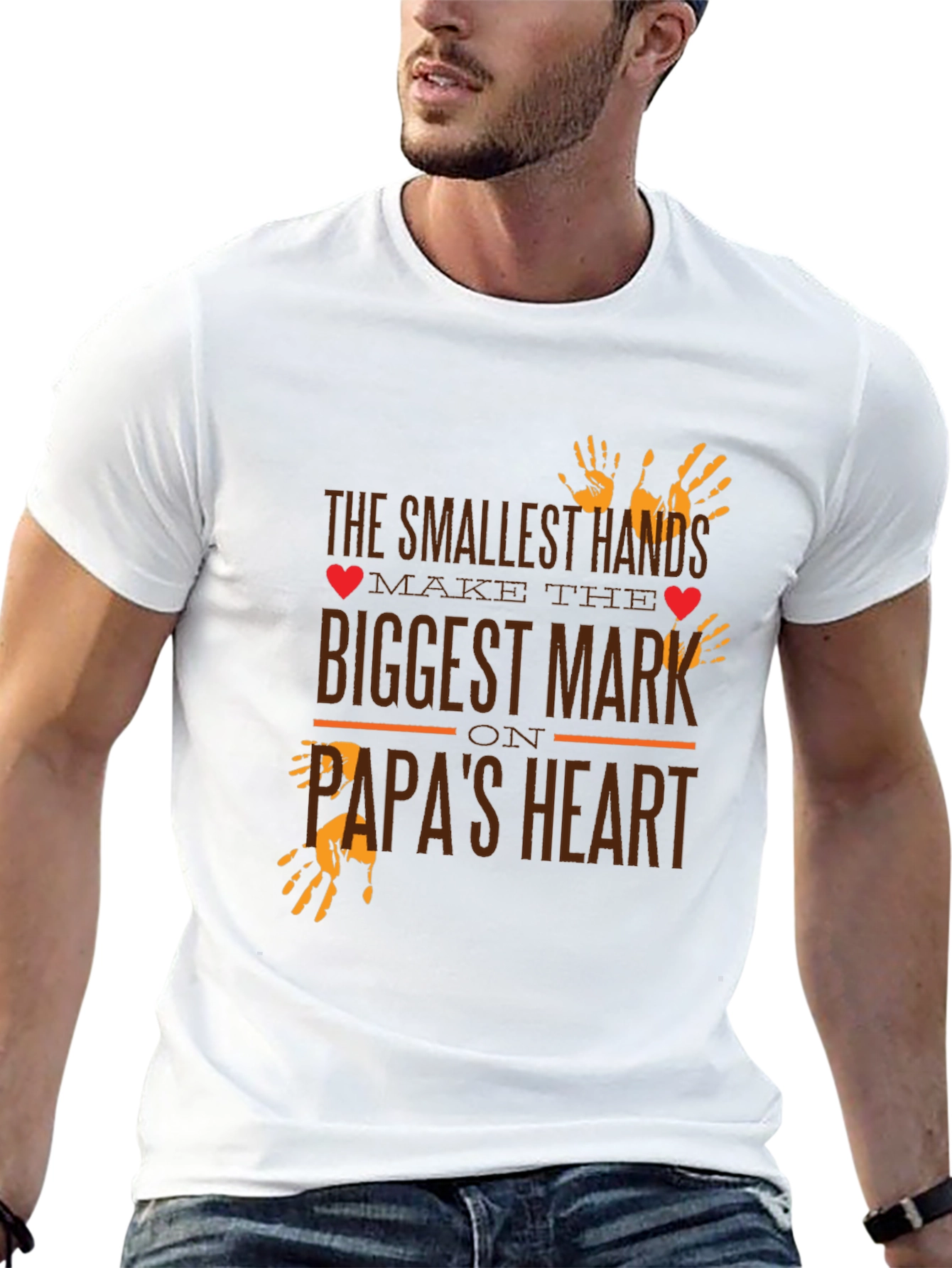 Papas Heart T-Shirt - Smallest Hands Biggest Mark