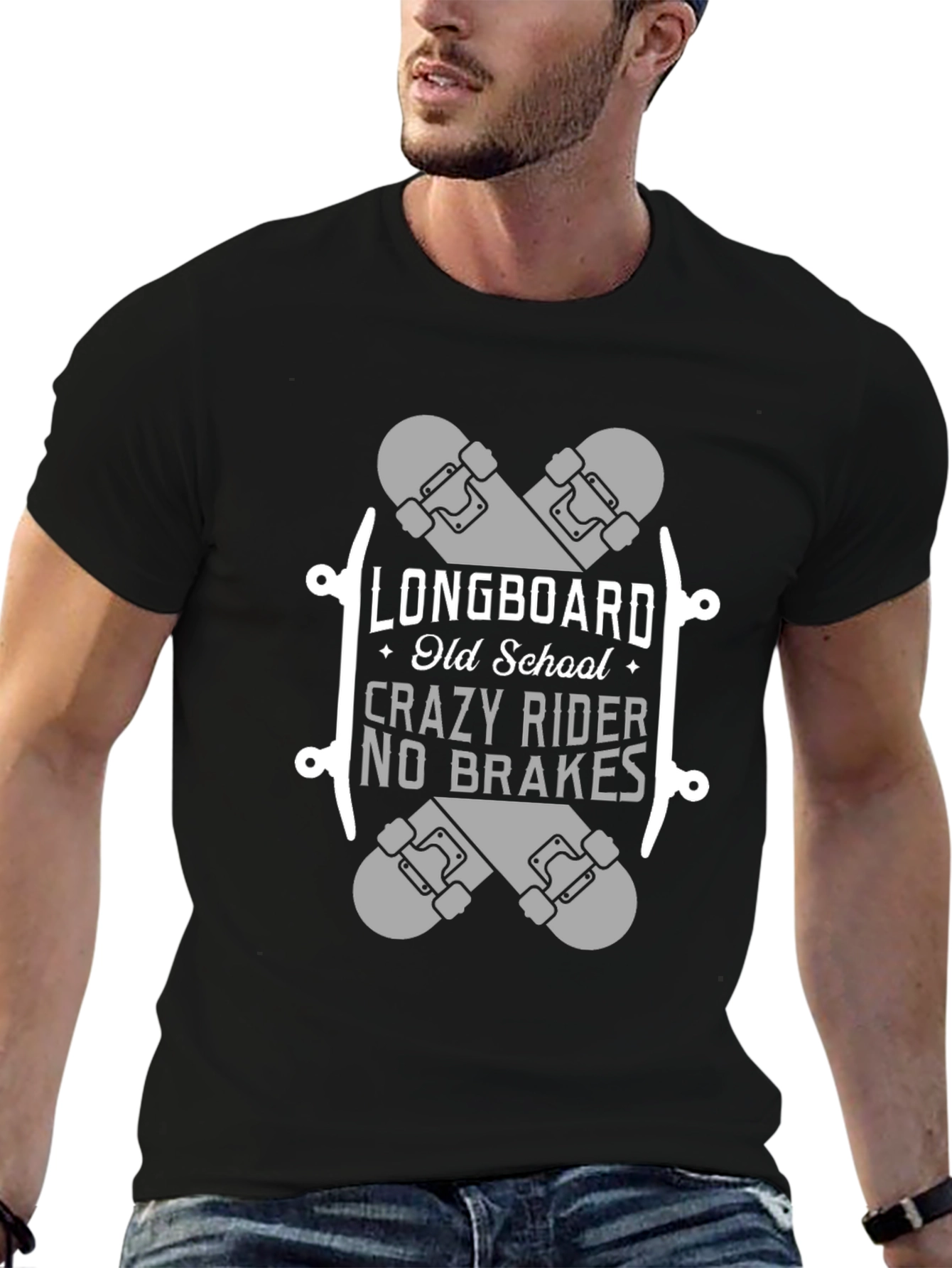 Longboard Old School Crazy Rider T-Shirt