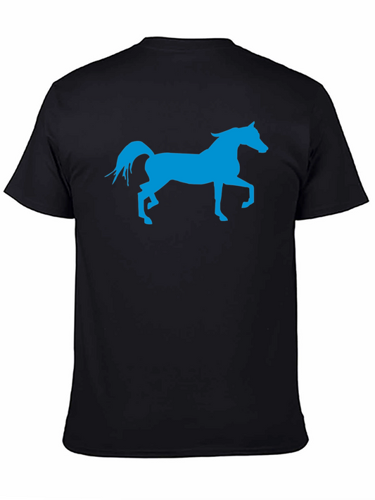 Blue Horse Graphic Black T-Shirt
