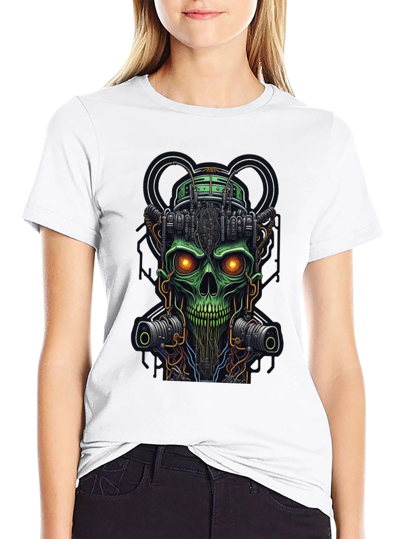 Cyberpunk Skull Graphic Tee - Unique Techwear Design