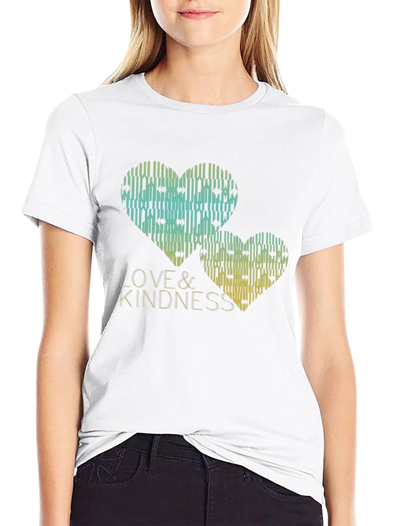 Love & Kindness Heart Graphic Black T-Shirt