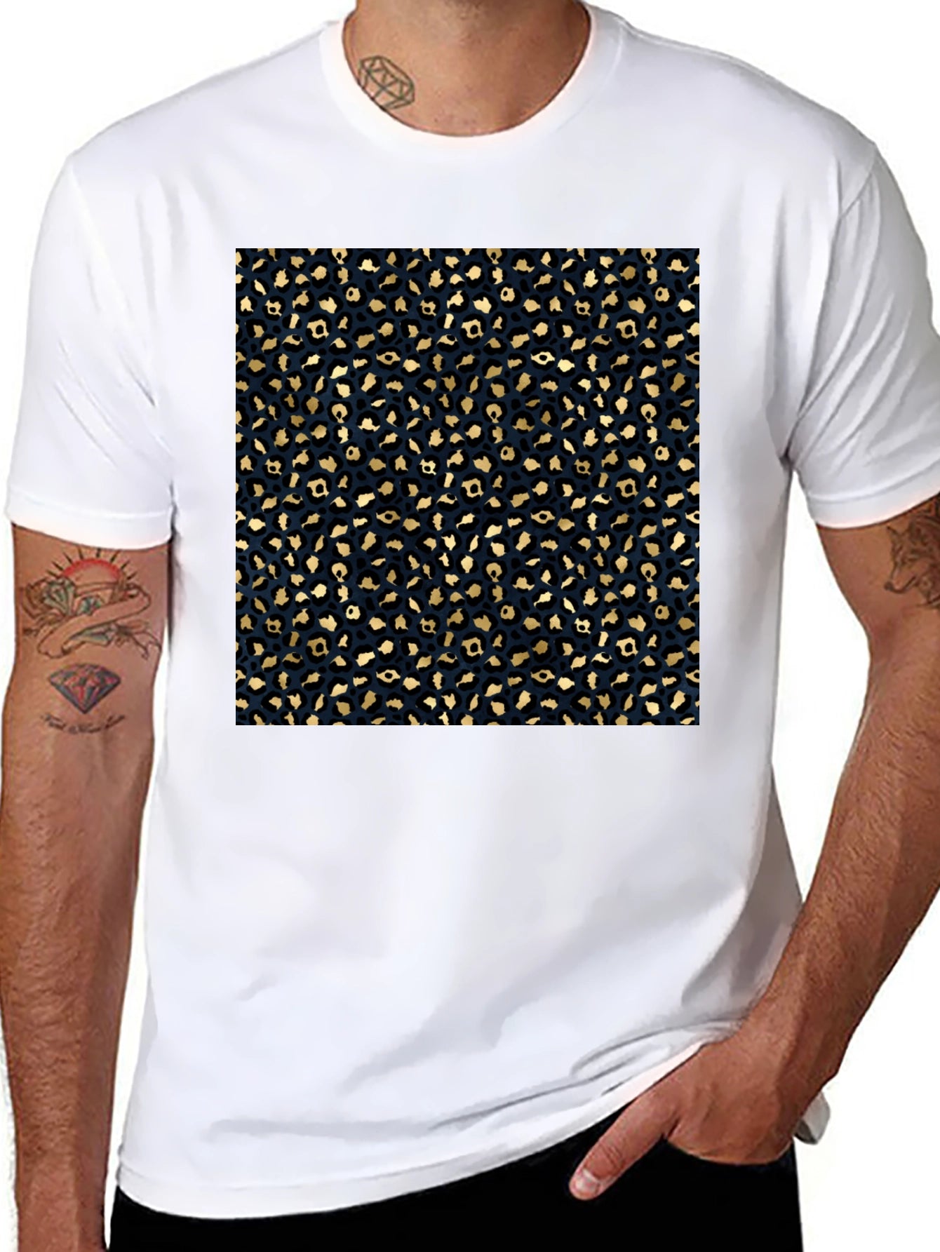 Stylish Leopard Print T-Shirt - Casual Black Tee