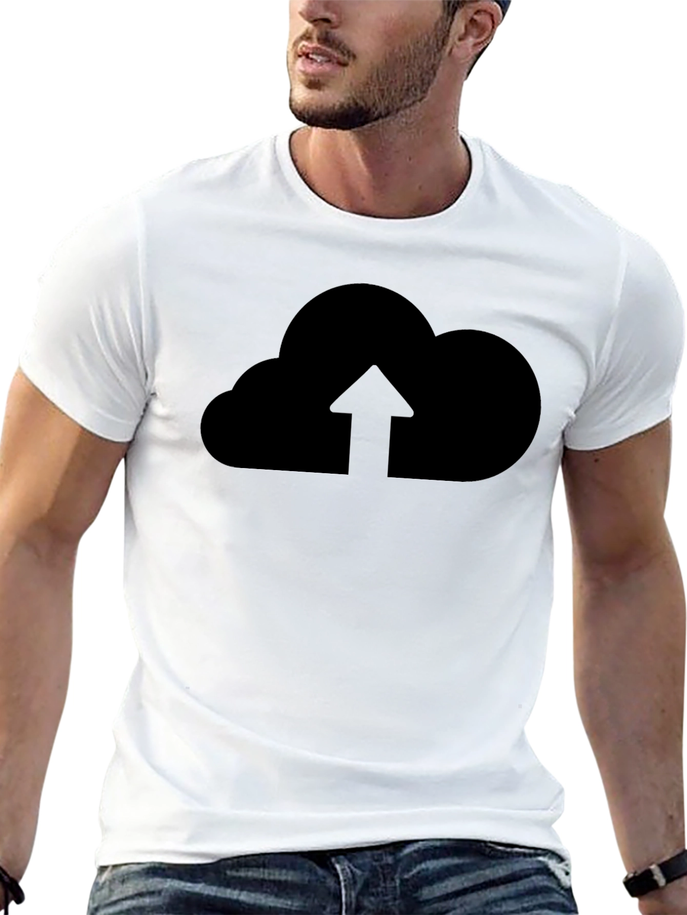 Cloud Upload Graphic Tee - Stylish Black T-Shirt