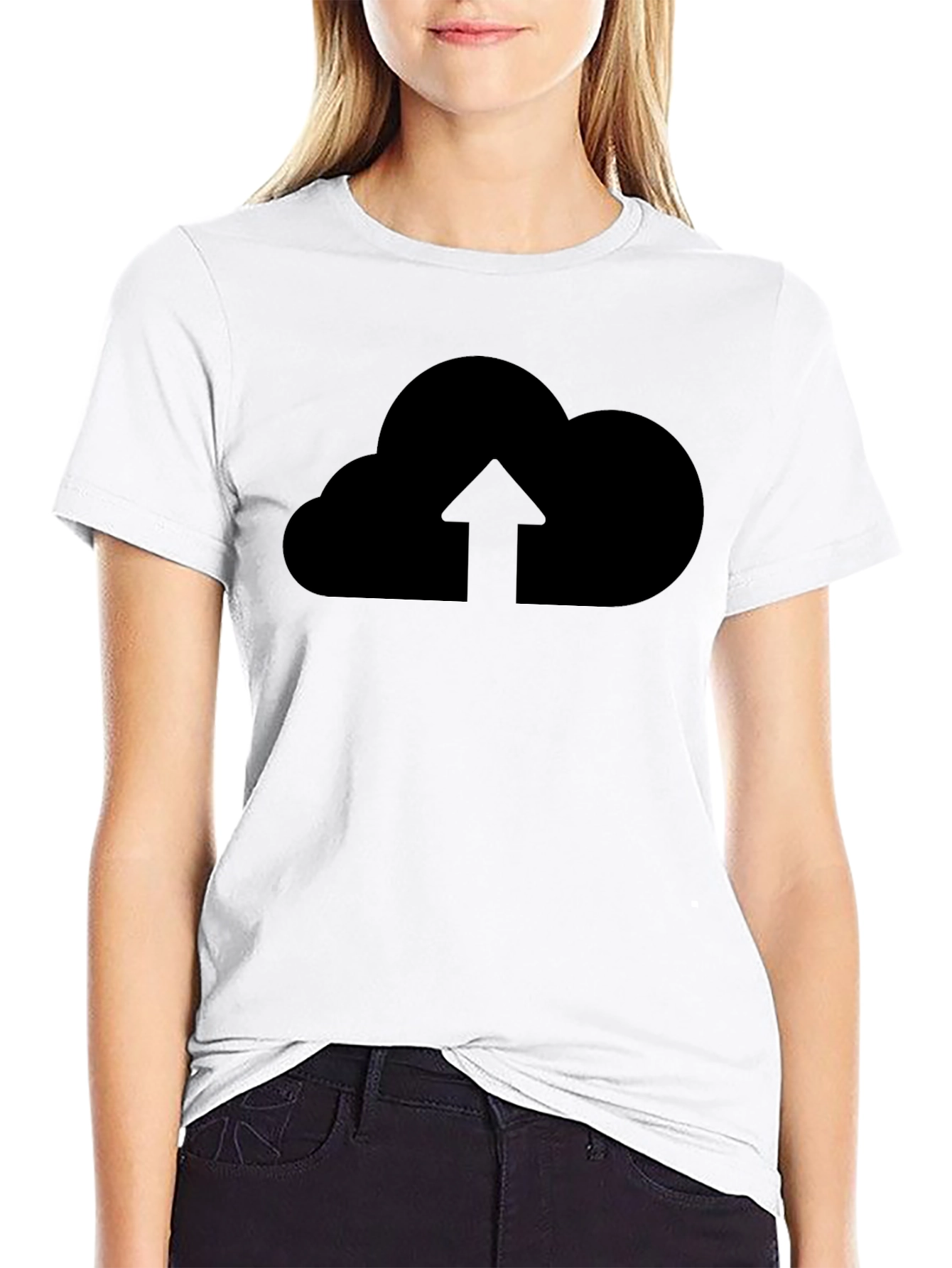Cloud Upload Graphic Tee - Stylish Black T-Shirt
