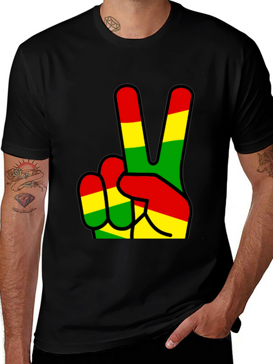 Rasta Peace Sign Black T-Shirt