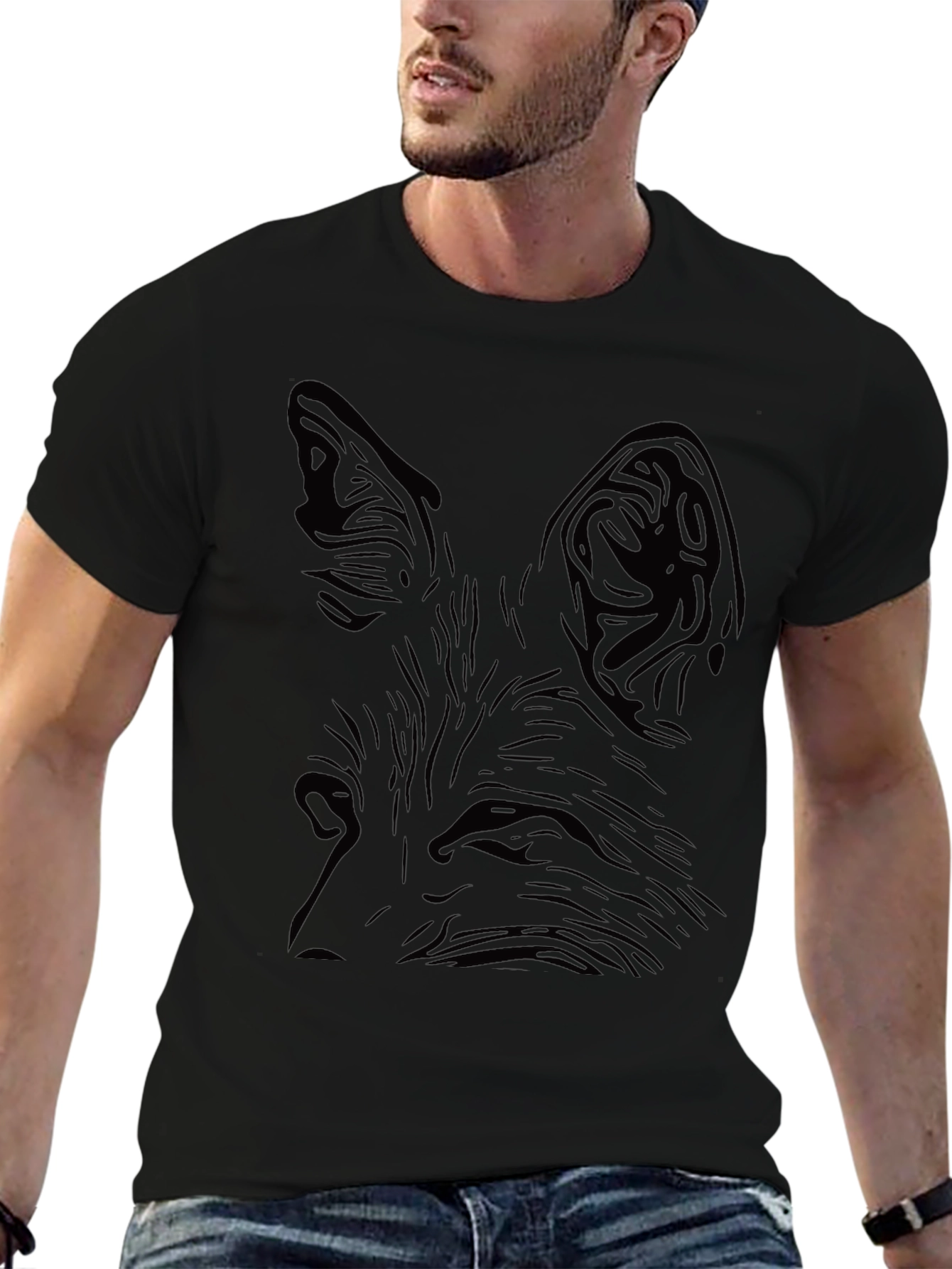 Mens Black Fox Graphic Print T-Shirt