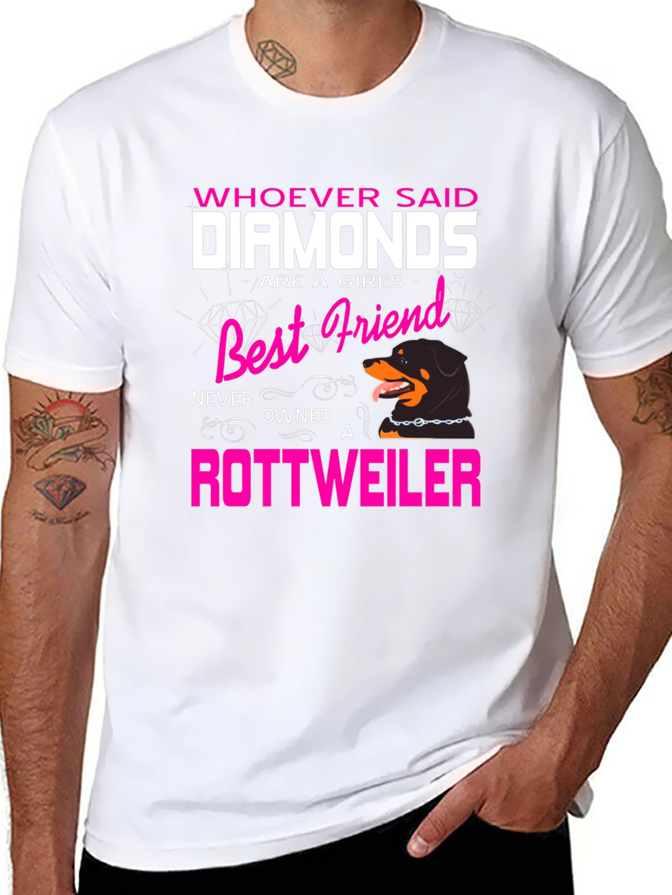 Diamonds vs. Rottweiler Graphic Tee - Dog Lover T-Shirt