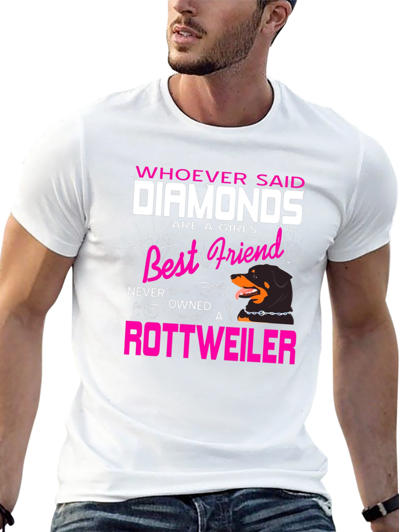 Diamonds vs. Rottweiler Graphic Tee - Dog Lover T-Shirt