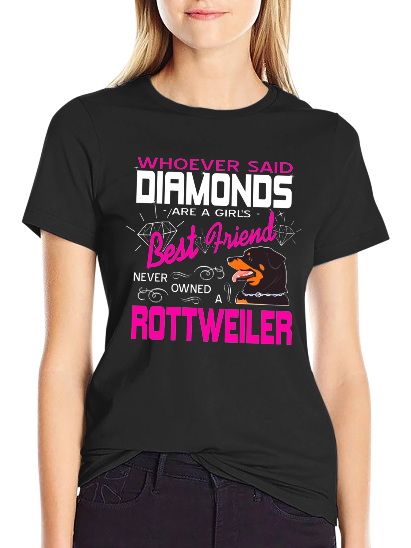 Diamonds vs. Rottweiler Graphic Tee - Dog Lover T-Shirt