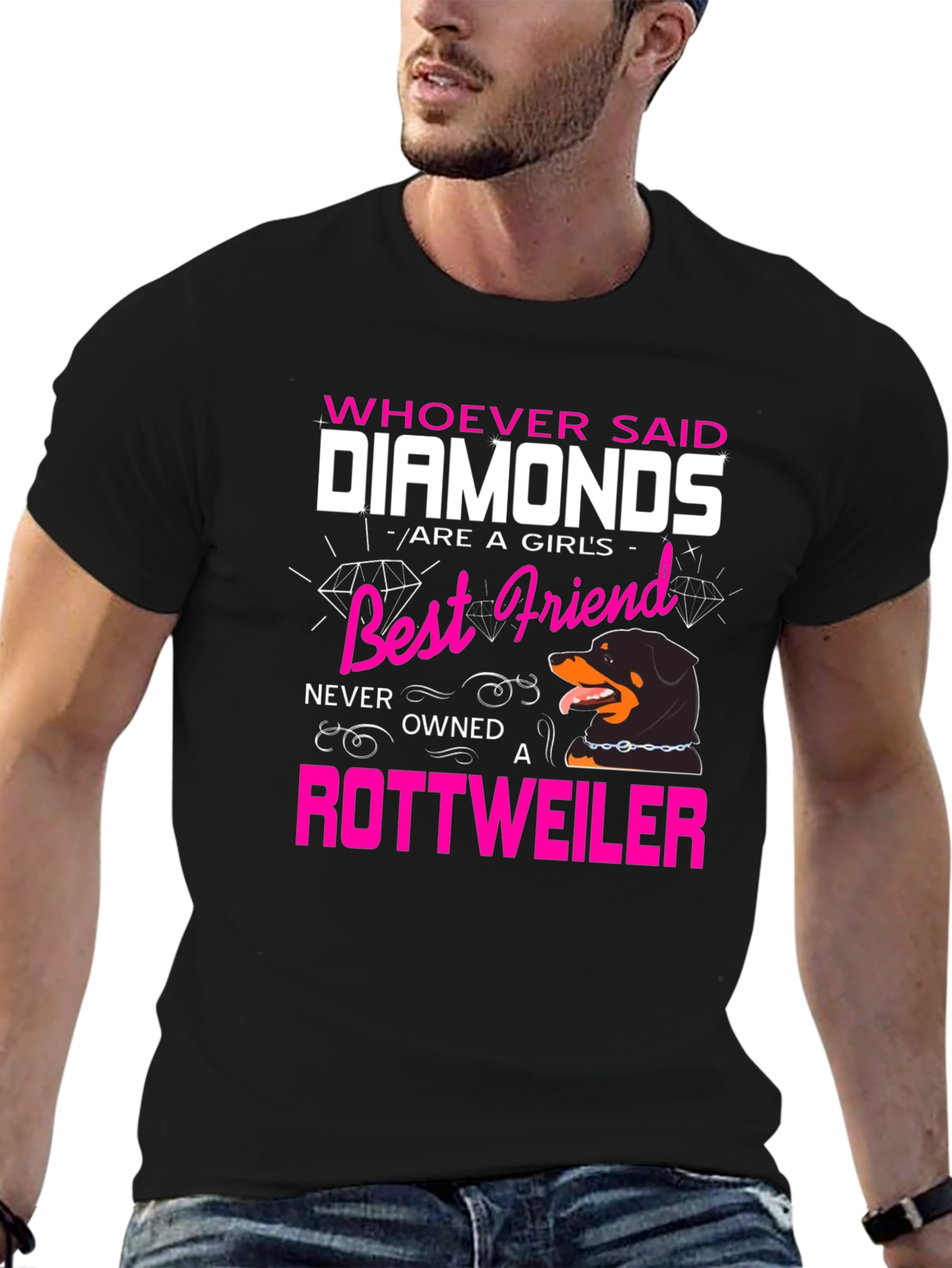 Diamonds vs. Rottweiler Graphic Tee - Dog Lover T-Shirt