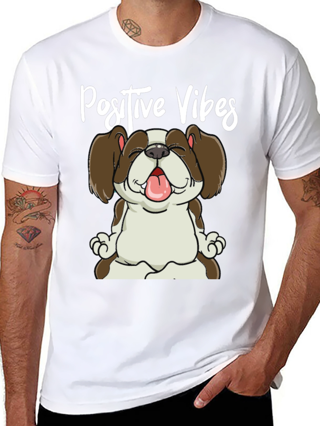 Positive Vibes Dog Graphic T-Shirt