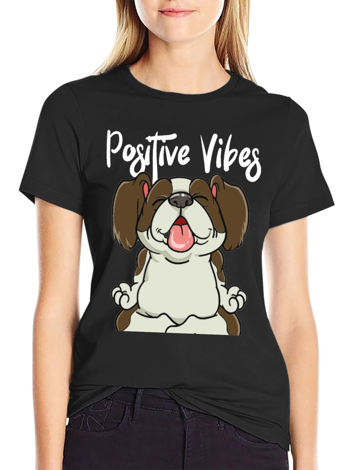 Positive Vibes Dog Graphic T-Shirt
