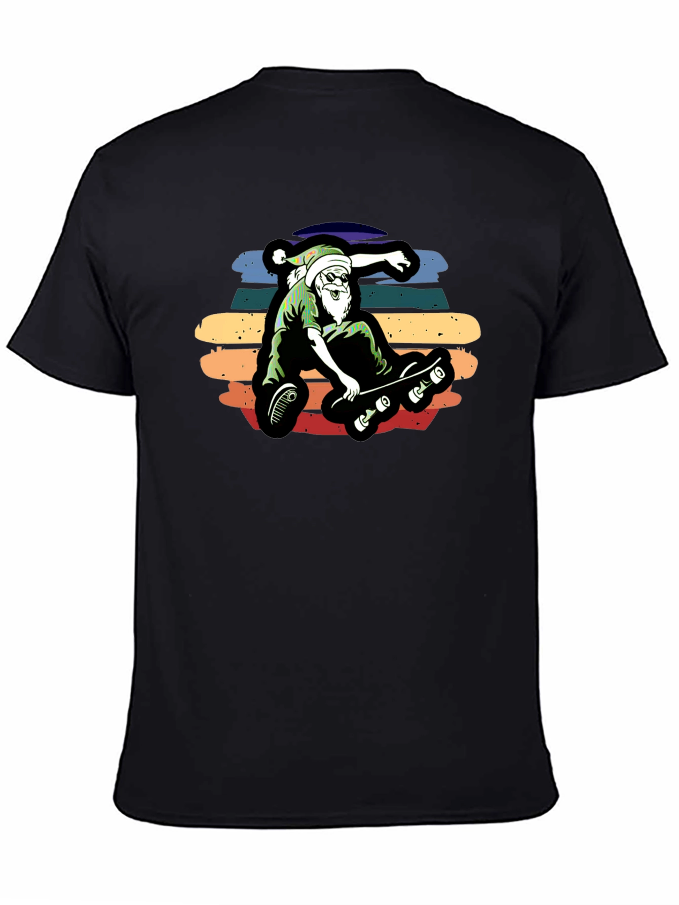 Skateboarding Santa Graphic Tee - Black