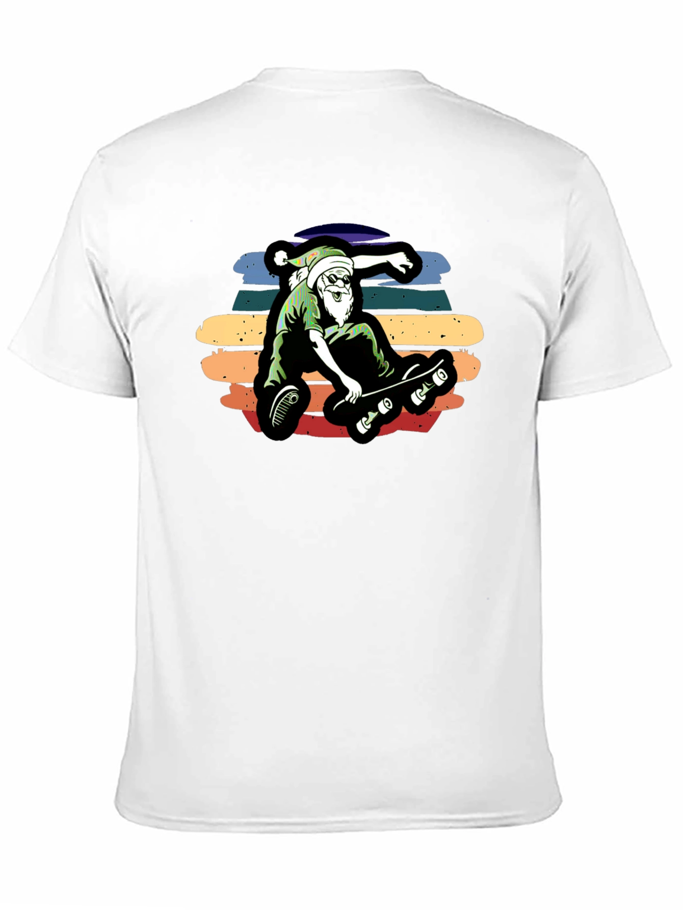 Skateboarding Santa Graphic Tee - Black