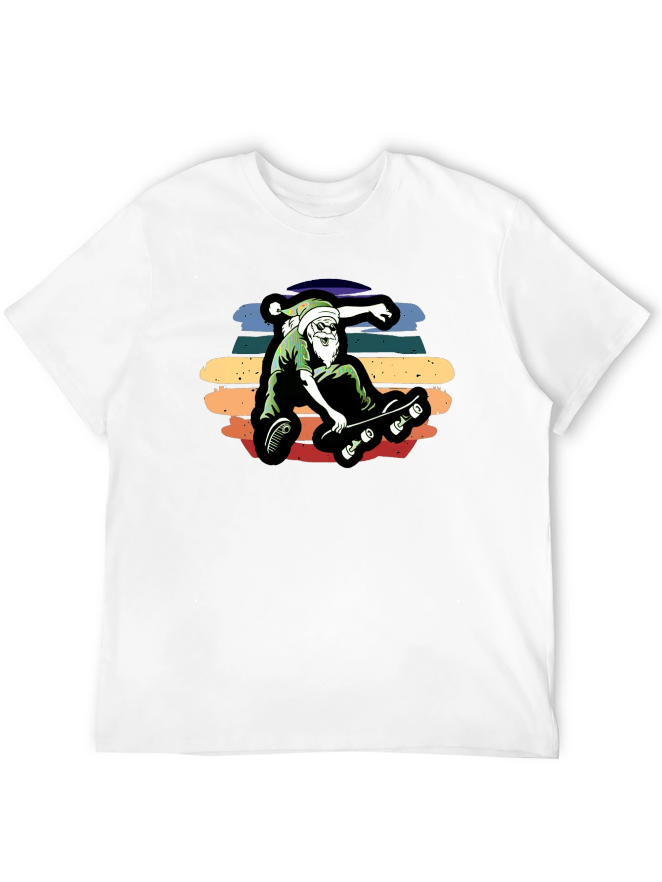 Skateboarding Santa Graphic Tee - Black