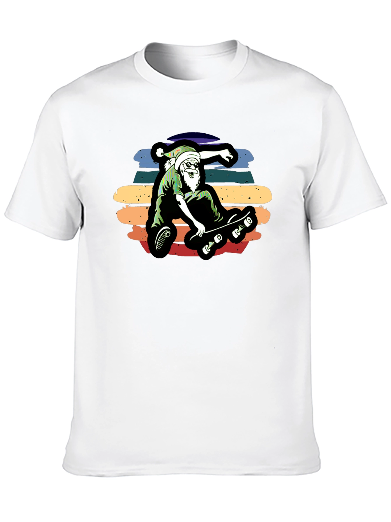 Skateboarding Santa Graphic Tee - Black