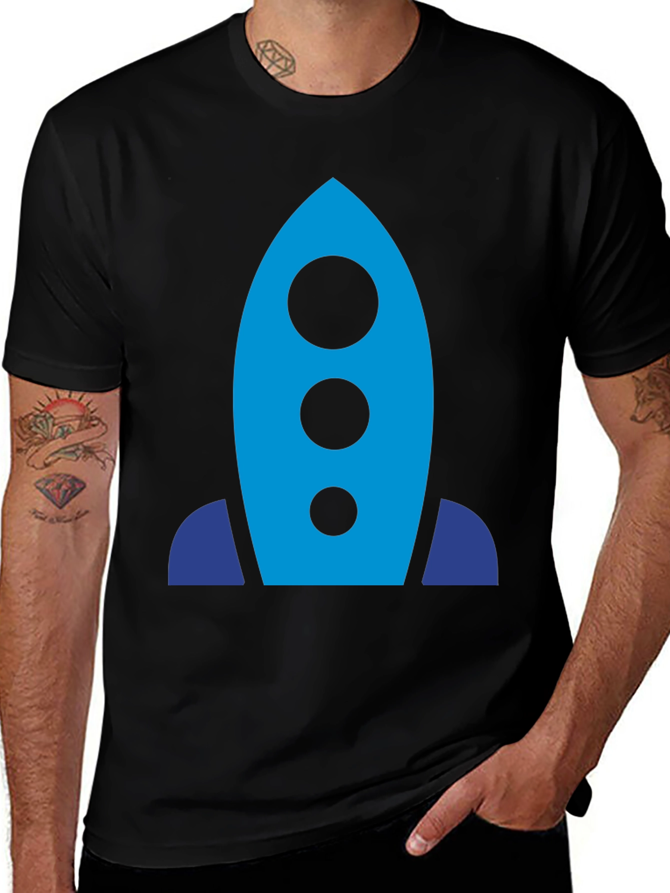 Rocket Graphic T-Shirt - Black Modern Design