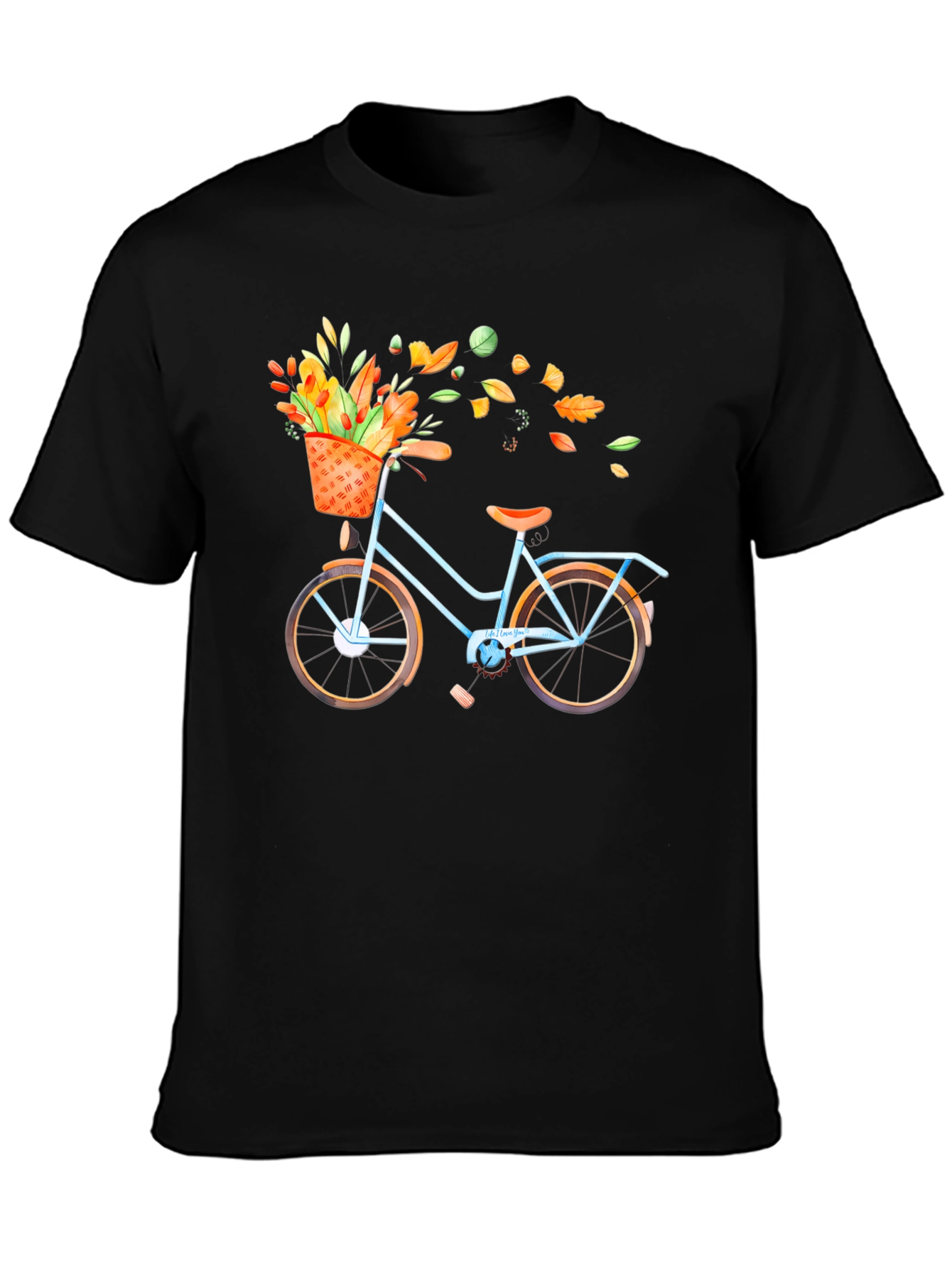 Bike with Fall Floral Basket Graphic Tee