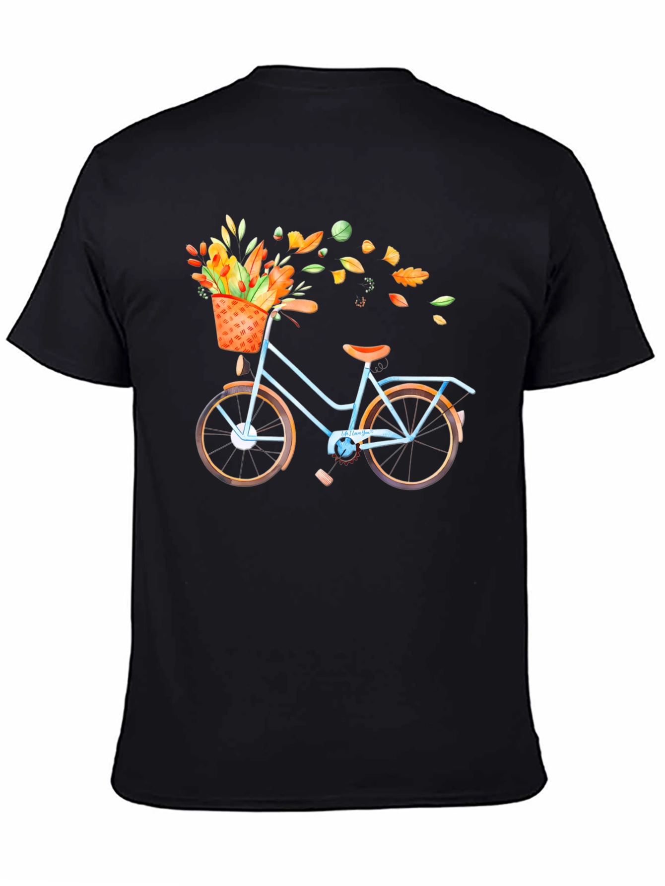 Bike with Fall Floral Basket Graphic Tee