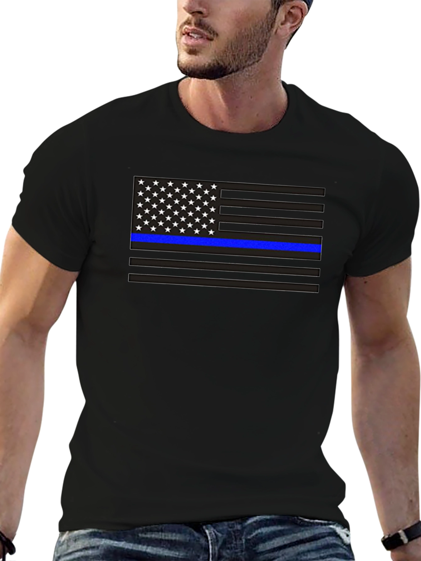Thin Blue Line American Flag Graphic Tee