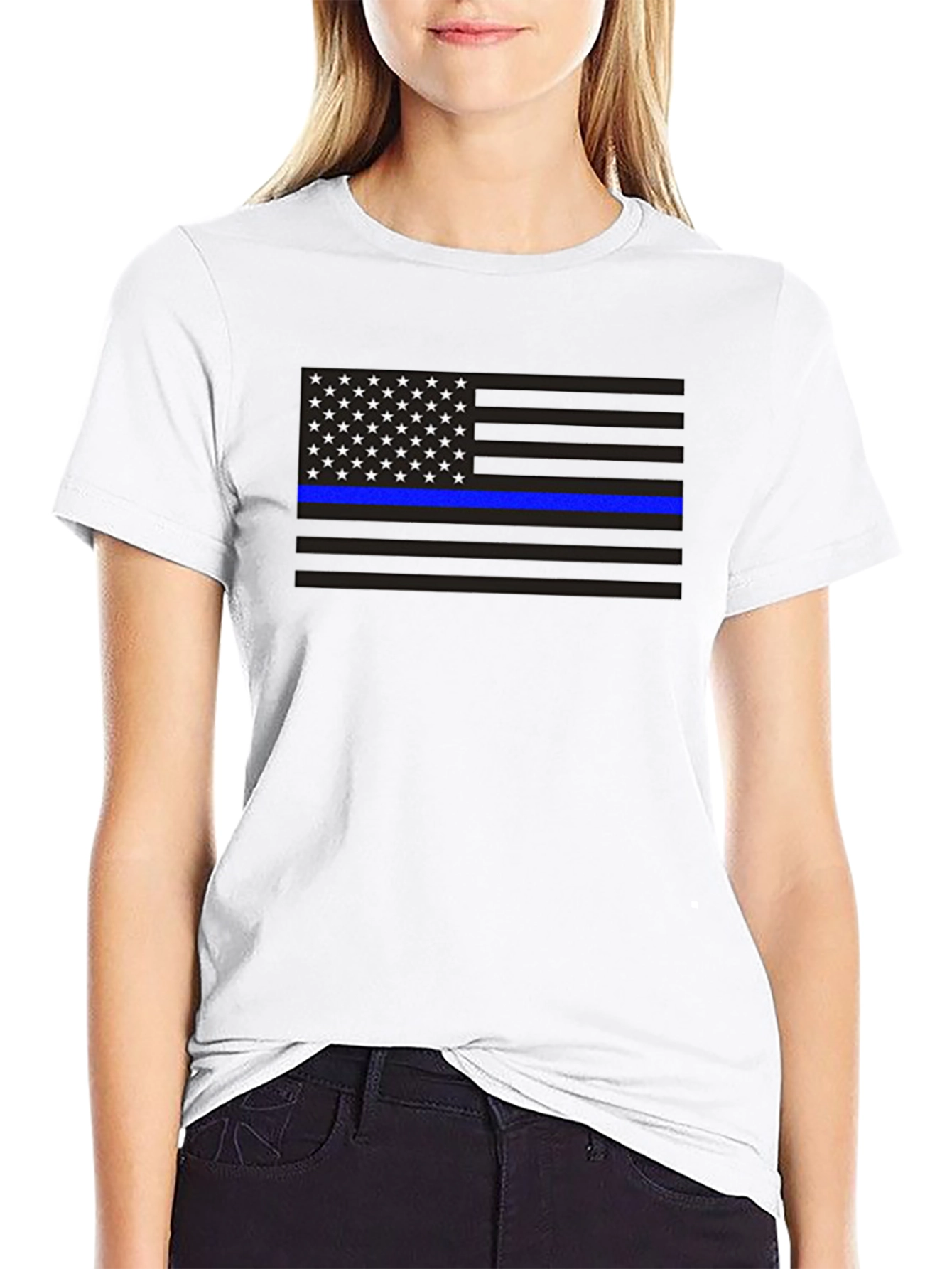 Thin Blue Line American Flag Graphic Tee