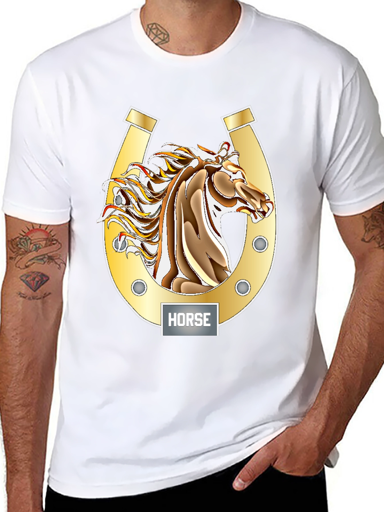 Horse Graphic Tee - Lucky Horseshoe Design