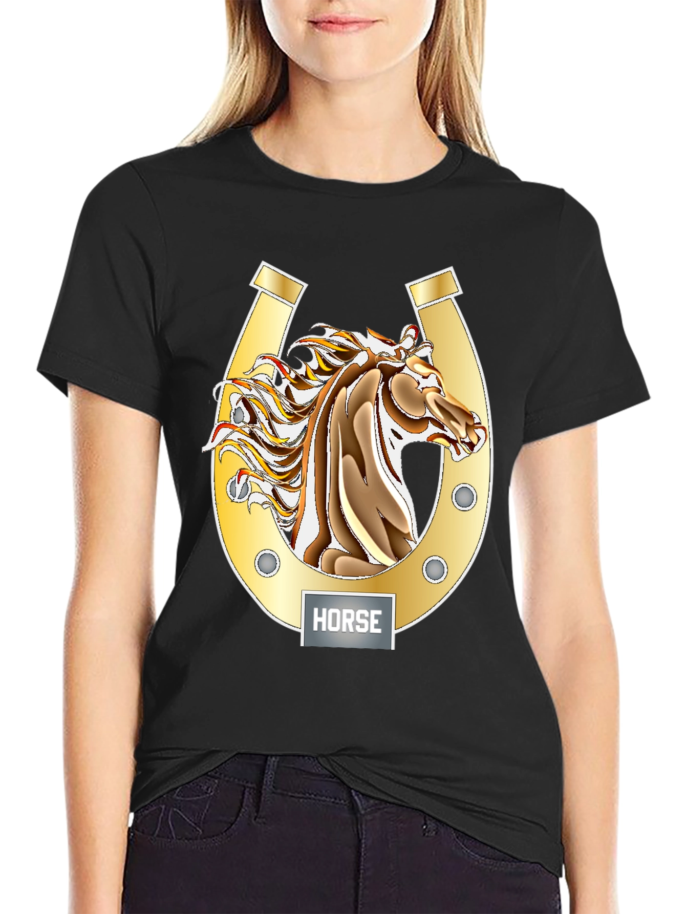 Horse Graphic Tee - Lucky Horseshoe Design