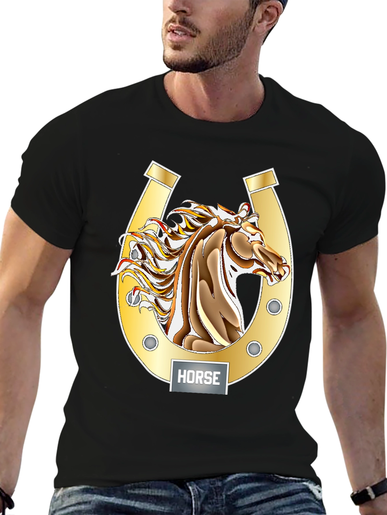 Horse Graphic Tee - Lucky Horseshoe Design