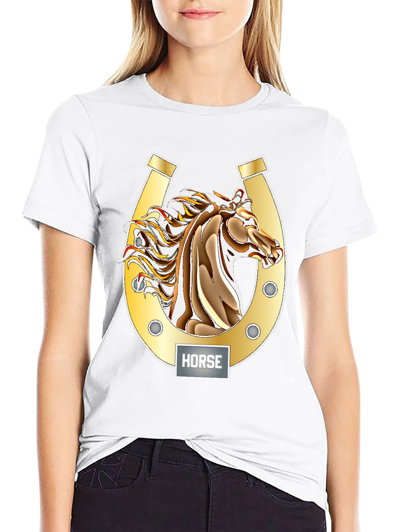 Horse Graphic Tee - Lucky Horseshoe Design