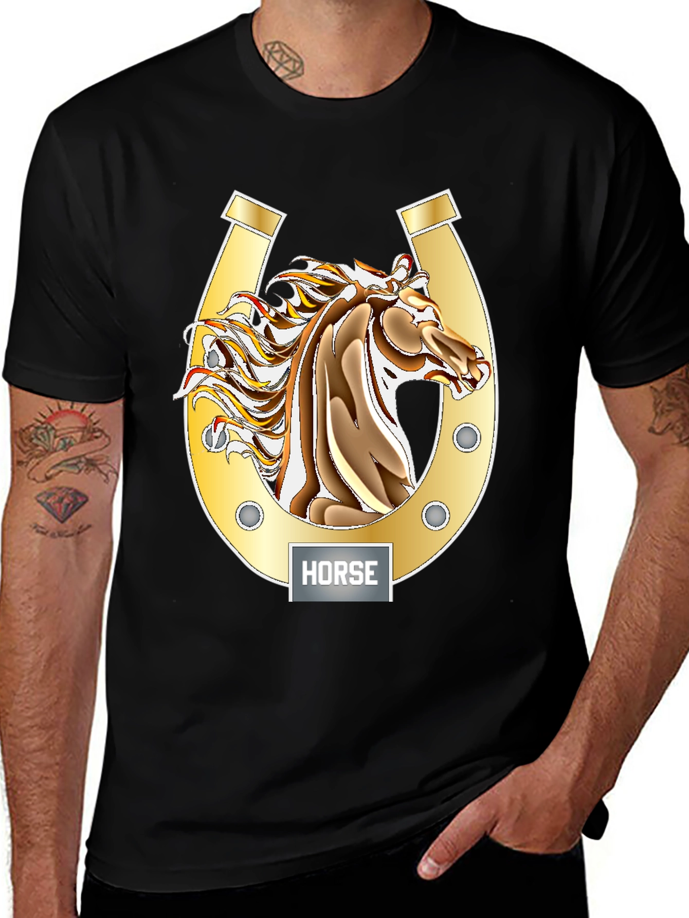 Horse Graphic Tee - Lucky Horseshoe Design