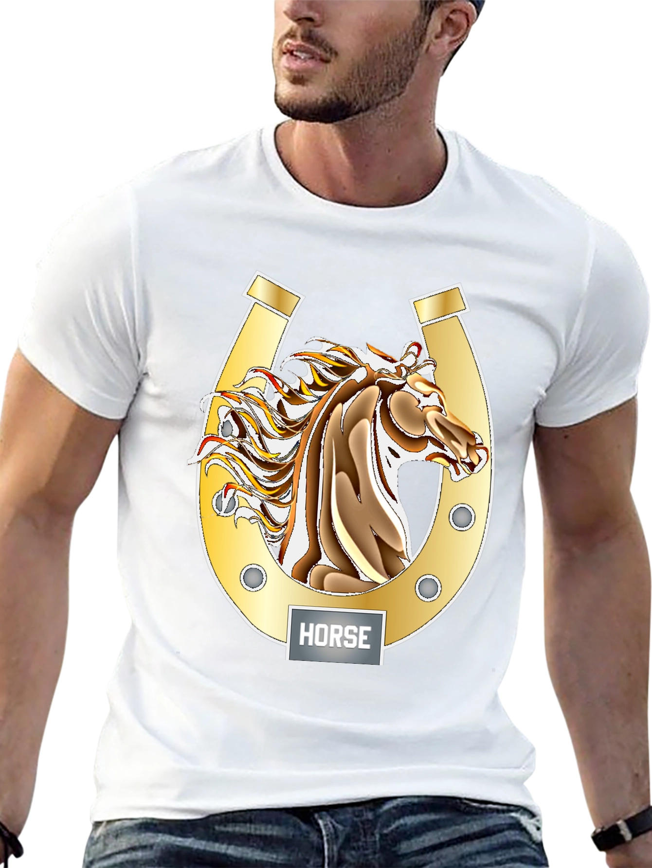 Horse Graphic Tee - Lucky Horseshoe Design