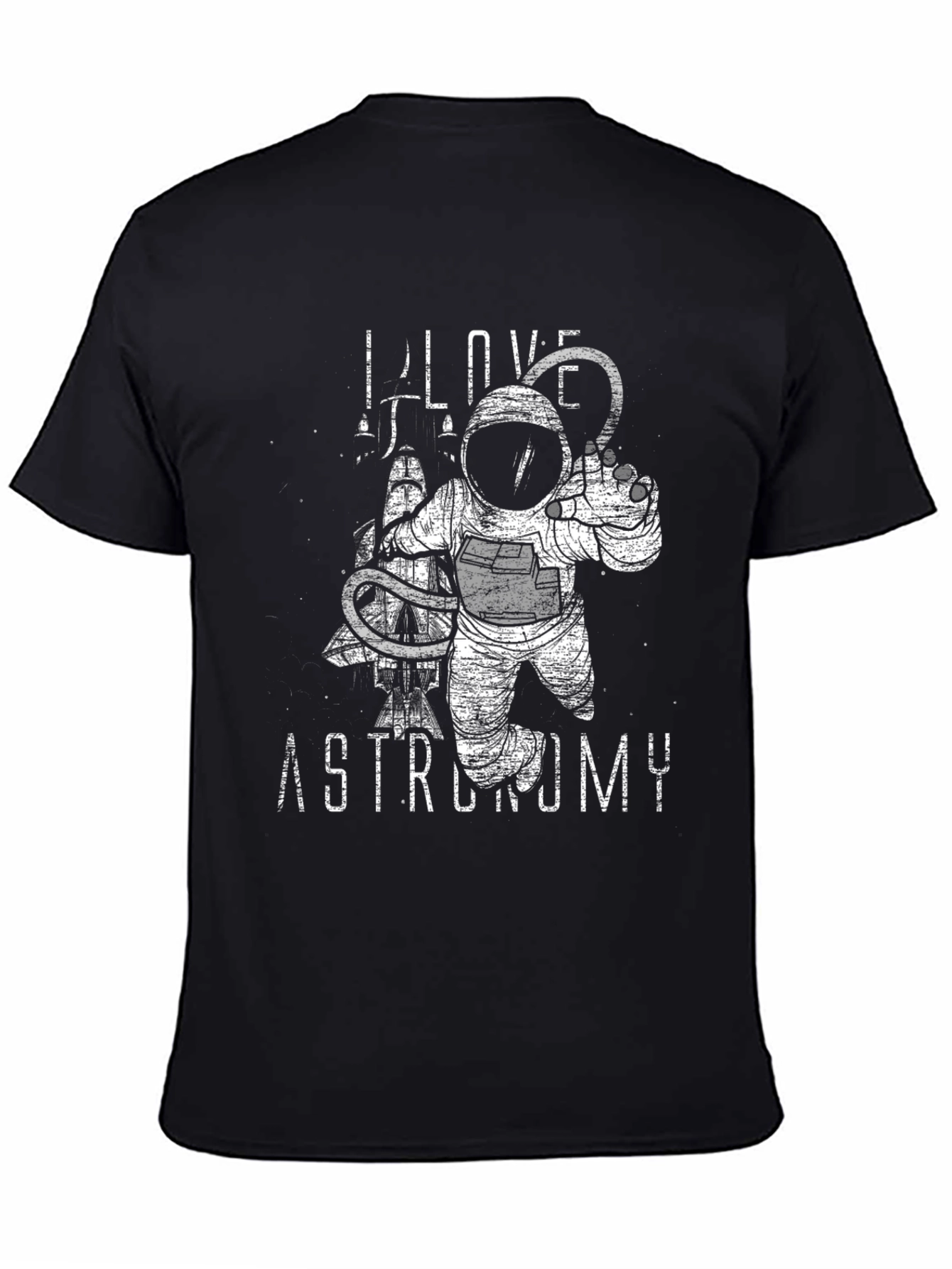 Astronomy Lover Graphic Tee - Black Cotton Astronaut Design