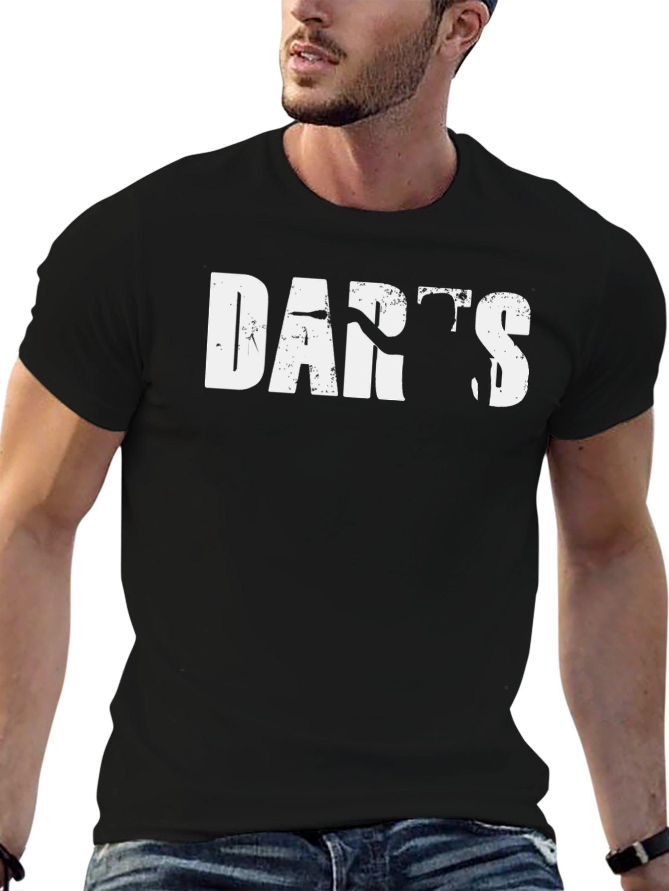 Darts Thrower Graphic T-Shirt - Casual Black Tee